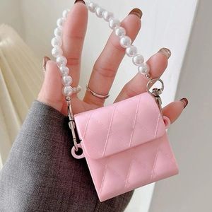 AirPods 1/2 case, NEW pink, pearl wristlet lanyard